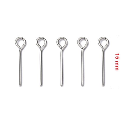 Eyelet pins surgical steel 15mm 0.7mm 20 pcs Eyelet pins surgical steel 15mm 0.7mm 20 pcs