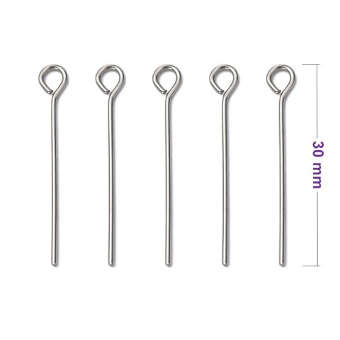 Eyelet pins surgical steel 30mm 0.7mm 20pcs Eyelet pins surgical steel 30mm 0.7mm 20pcs