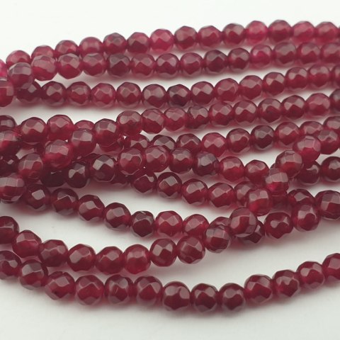 Jadeit rubinowy kula fasetowana 4 mm 30 szt Jadeit rubinowy kula fasetowana 4 mm 30 szt