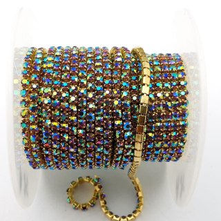 Chain ribbon with crystals 2mm 30cm Lt Amethyst AB A25