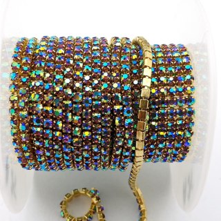 Chain ribbon with crystals 2mm 30cm Lt Amethyst AB A25