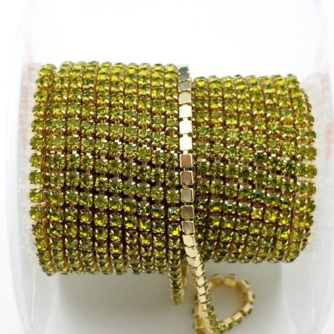 Chain ribbon with crystals 2mm 30 cm Olivine A23 Chain ribbon with crystals 2mm 30 cm Olivine A23