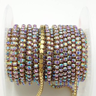 Chain ribbon with crystals 2mm 30 cm Violet AB A36