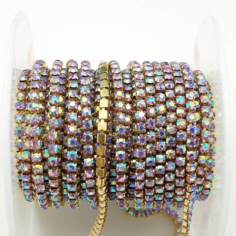 Chain of ribbon with crystals 2mm 30 cm Violet AB A36 Chain of ribbon with crystals 2mm 30 cm Violet AB A36