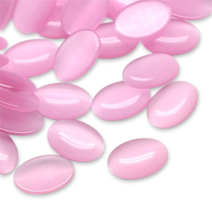 Cat's eye glass cabochon 14x10 mm 1 pearl pink