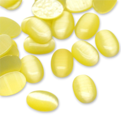 Cat's eye glass cabochon 14x10 mm 1 pcs yellow