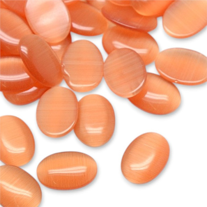 Cat's eye glass cabochon 14x10 mm 1 pcs dark salmon