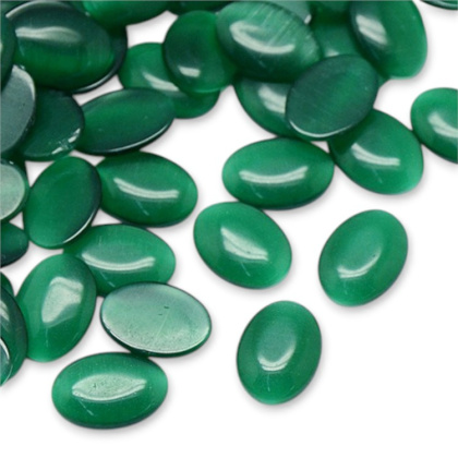 Cat's eye glass cabochon 14x10 mm 1 pcs green