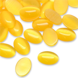 Cat's eye glass cabochon 14x10 mm 1 pcs gold