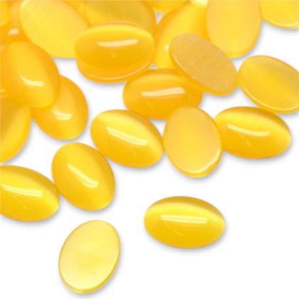 Cat's eye glass cabochon 14x10 mm 1 pcs gold
