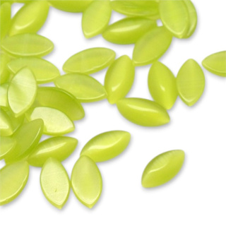 Cat's eye glass cabochon 15x7 mm 1 pc green yellow