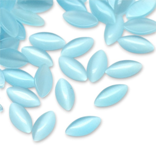 Cat's eye glass cabochon 15x7 mm 1 pcs pale turquoise