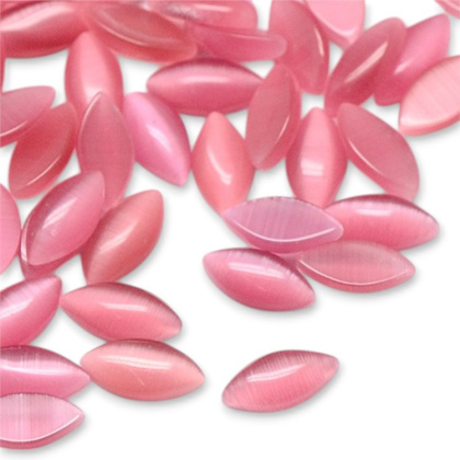 Cat's eye glass cabochon 15x7 mm 1 pc hot pink