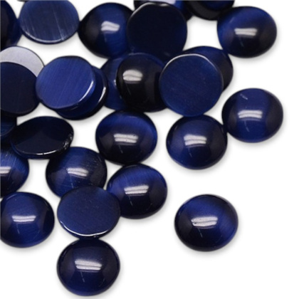 Cat's eye glass cabochon fi 12 mm 1 pc midnight blue
