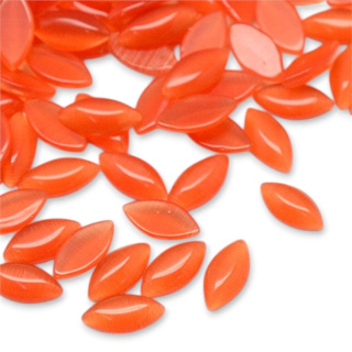 Cat's eye glass cabochon 15x7 mm 1 pc coral
