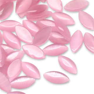 Cat's eye glass cabochon 15x7 mm 1 pearl pink