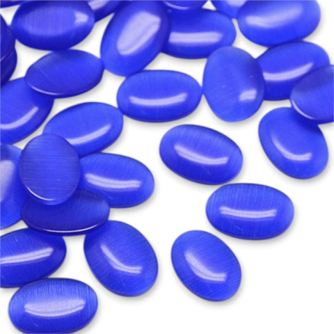 Cat's eye glass cabochon 18x13 mm 1 pcs royal blue Cat's eye glass cabochon 18x13 mm 1 pcs royal blue