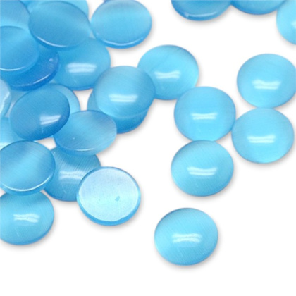 Cat's eye glass cabochon fi 10 mm 1 pc light sky blue