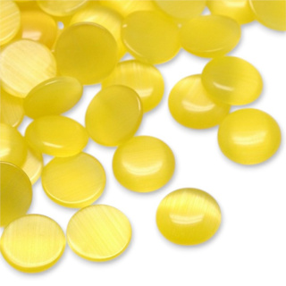 Cat's eye glass cabochon fi 10 mm 1 pc yellow