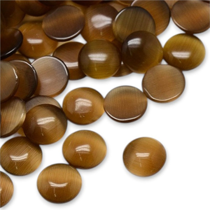 Cat's eye glass cabochon fi 10 mm 1 piece saddle brown