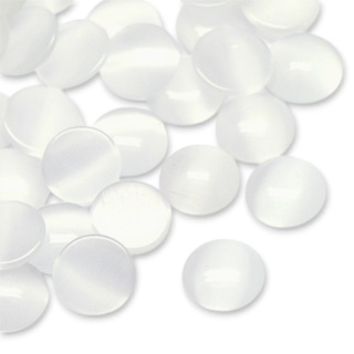 Cat's eye glass cabochon fi 10 mm 1 pcs white