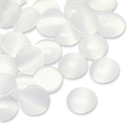 Cat's eye glass cabochon fi 10 mm 1 pcs white