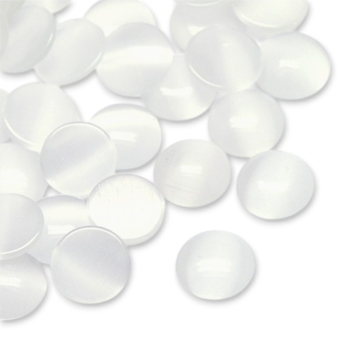 Cat's eye glass cabochon fi 10 mm 1 pcs white Cat's eye glass cabochon fi 10 mm 1 pcs white