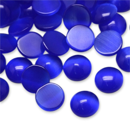 Cat's eye glass cabochon fi 10 mm 1 pcs royal blue