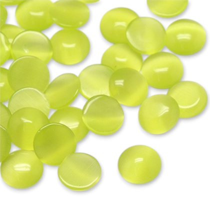 Cat's eye glass cabochon fi 12 mm 1 pc green yellow