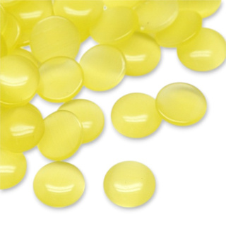 Cat's eye glass cabochon fi 8 mm 1 pc champagne yellow