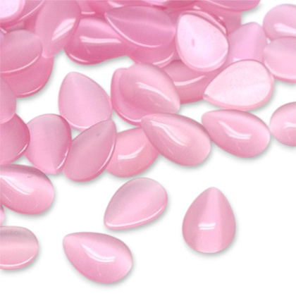 Cat's eye teardrop glass cabochon 18x13 mm 1 pearl pink