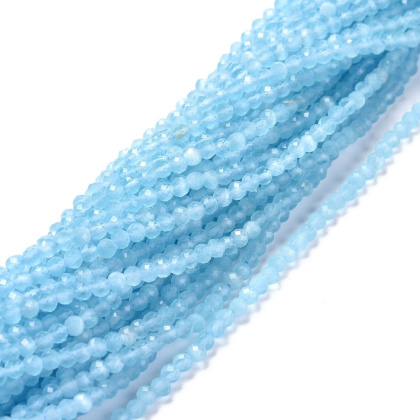 Cat's eye glass faceted 3 mm string light sky blue