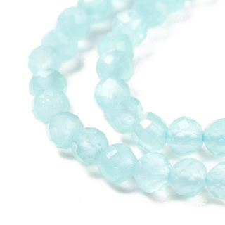 Cat's eye glass faceted 3mm string pale turquoise