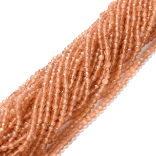 Cat's eye glass faceted 3 mm sandy brown string