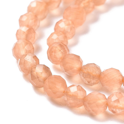 Cat's eye glass faceted 3 mm sandy brown strand Cat's eye glass faceted 3 mm sandy brown strand