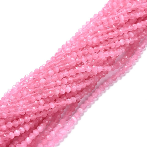 Cat's eye glass faceted 3mm string hot pink Cat's eye glass faceted 3mm string hot pink