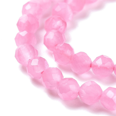 Cat's eye glass faceted 3mm string hot pink Cat's eye glass faceted 3mm string hot pink