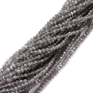 Faceted glass cat's eye 3 mm string grey