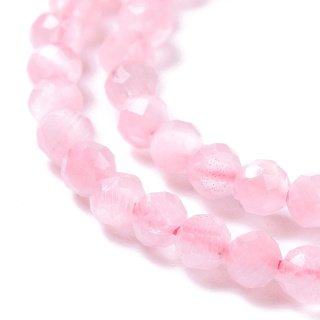 Faceted glass cat's eye 3 mm string pink
