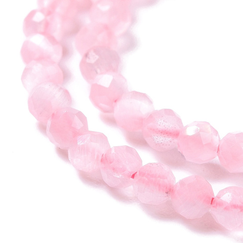 Faceted glass cat's eye 3 mm string pink Faceted glass cat's eye 3 mm string pink