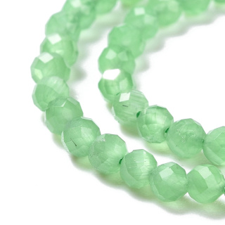 Cat's eye glass faceted 3 mm string sea green