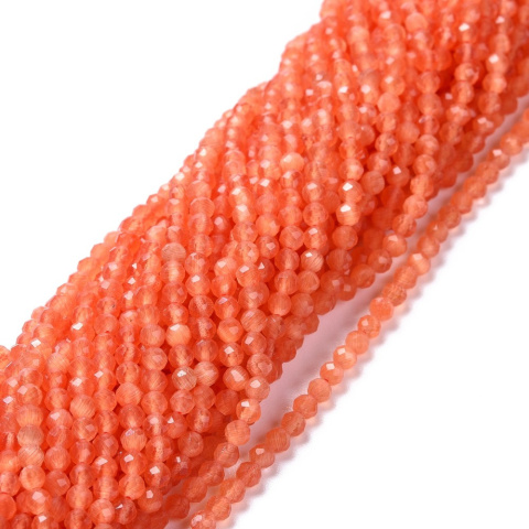 Cat's eye glass faceted 3 mm string orange red Cat's eye glass faceted 3 mm string orange red