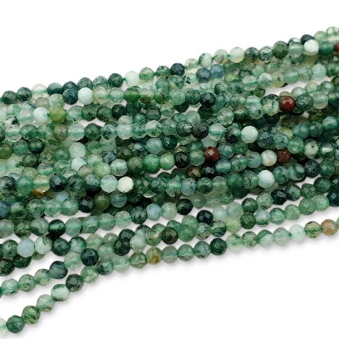 Moss agate ball faceted 3 mm strand Moss agate ball faceted 3 mm strand