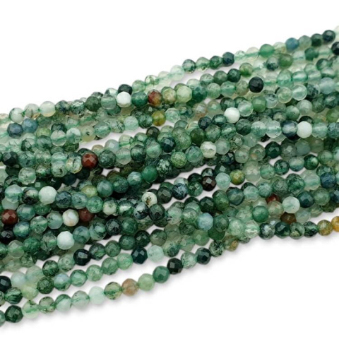 Moss agate ball faceted 3 mm strand Moss agate ball faceted 3 mm strand