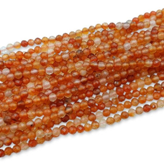 Carnelian ball faceted 3 mm string