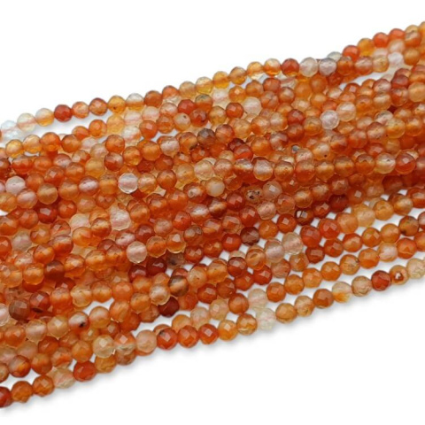 Carnelian ball faceted 3 mm strand Carnelian ball faceted 3 mm strand