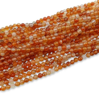 Carnelian ball faceted 3 mm string