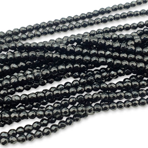 Onyx black agate faceted ball 3 mm strand Onyx black agate faceted ball 3 mm strand