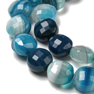 Blue coin agate faceted 8-8.5 mm 10 pcs.