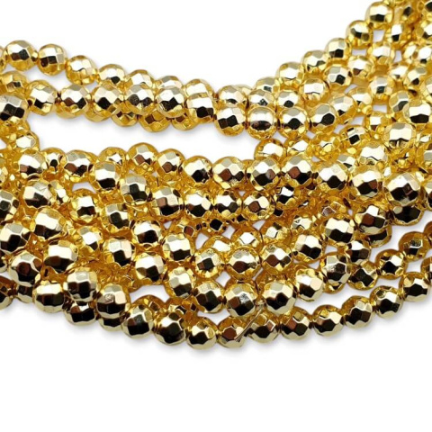 Bright gold hematite faceted ball 6 mm strand Bright gold hematite faceted ball 6 mm strand